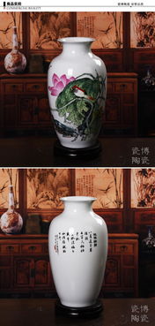 瓷拍 景德鎮(zhèn)陶瓷工藝品瓷瓶 大師彭競(jìng)強(qiáng)和諧情韻 荷花鳥螃蟹花瓶